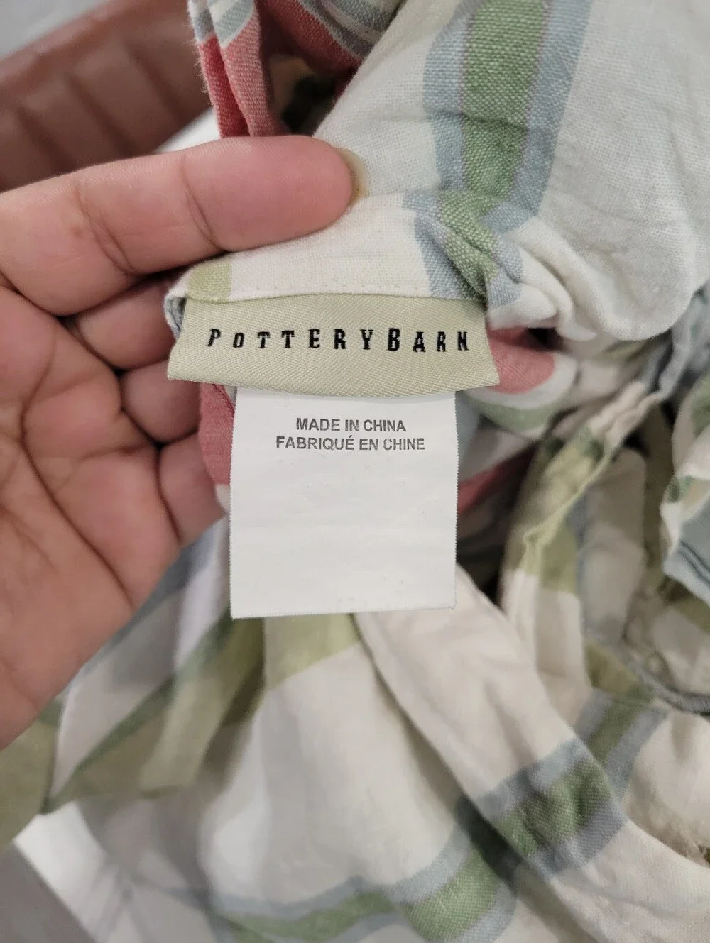 Pottery Barn Linen Blend Striped Cottage Duvet Cover Full/Queen